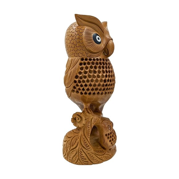 Wooden Handmade Carved Owl Statue (8inch) - Picture 2 of 4